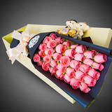 西安鲜花店同城速递33朵玫瑰花百合向日葵康乃馨礼盒生日祝福送花