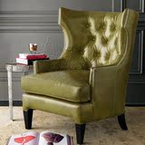 现货 欧式老虎椅美式单人沙发真皮高背椅书房卧室酒店咖啡厅沙发