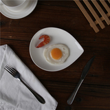 创意纯白陶瓷盘 异形点心盘菜盘 家用酒店西餐盘自助餐蛋糕托盘