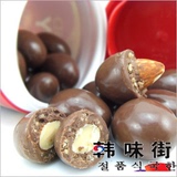 T韩国进口零食品乐天杏仁夹心可可巧克力豆桶装87g盒装原装