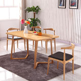 北欧餐桌宜家小户型水曲柳原木色家具实木长方形大理石餐桌组合