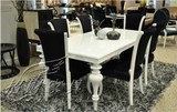 欧式餐桌椅高档实木雕花新古典白色餐桌椅方桌家具定做酒店样板房