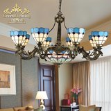 地中海吊灯简约欧式田园客厅灯卧室复古温馨艺术装饰蓝色玻璃吊灯