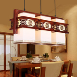 现代中式吊灯实木餐厅吊灯仿古羊皮三头中式吊灯古典创意酒楼吊灯