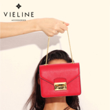 Vieline 2016新款女士真皮头层牛皮纯铜链条包单肩斜跨包 迷你小