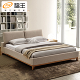 北欧现代布艺床可拆洗1.8米双人床实木床小户型布床卧室婚床软床