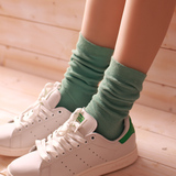 春秋夏季韩国纯棉复古堆堆袜子女士薄款中筒纯色细竖条纹森系女袜