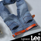 Lgnace lee男士弹力小脚牛仔长裤子夏季薄款青少年修身直筒韩版潮