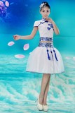 新款成人青花瓷演出服中国风民族服装古筝古典舞蹈表演服女装比赛
