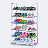 多层不锈钢鞋架经济型简易组装鞋柜6层塑料防锈钢管鞋架特价包邮