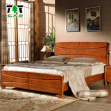 现代中式全实木床橡木床1.5 1.8米双人高箱储物床婚床 单人床1.2