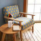 日式小黄鸭实木沙发椅 北欧简约单人小沙发布艺休闲椅卧室靠背椅