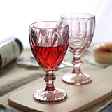 复古浮雕红酒杯  玻璃高脚杯创意葡萄酒杯家用果汁杯古典高脚杯子