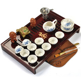 功夫茶杯茶具套装整套功夫家用茶壶耐热玻璃陶瓷实木茶盘配件特价