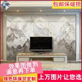 瓷砖背景墙客厅电视背景墙简约3d微晶石大理石纹中式墙砖黑白山水