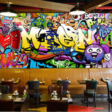欧式个性创意卡通涂鸦壁纸西餐厅酒吧休闲吧装饰背景墙纸大型壁画