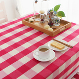 欧式田园红色大格子布艺桌布 现代简约色织茶几桌布 长方形台布