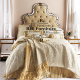 RH美式乡村实木双人床欧式布艺床软包床婚床拉扣公主床皮艺床定制