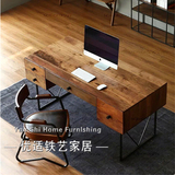 美式loft书桌实木台式电脑桌简约创意工作台设计师办公桌个性定制