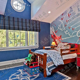蓝色地中海客儿童房卡通地毯厅茶几沙发地毯卧室床边宜家地毯定制