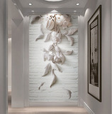 玄关壁纸3D立体浮雕背景墙画欧式客厅无缝墙布 定制影视墙纸壁画