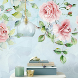 简约田园婚房墙纸 客厅卧室电视背景墙壁纸 创意温馨蔷薇大型壁画