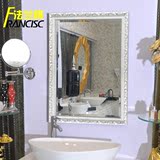 欧式木质浴室镜化妆镜卫生间镜子 梳妆镜壁挂防雾水镜可定做银镜