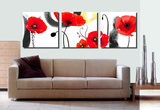 红花花卉装饰画客厅沙发背景墙壁画卧室现代时尚无框画三联画挂画