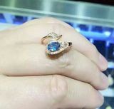 天然斯里兰卡蓝宝石5*7毫米925银戒指女戒宝石微棉絮特惠价450元