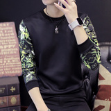 春季男装青年男士长袖T恤修身型圆领纯棉秋衣韩版学生上衣打底衫