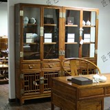 新中式实木书架 现代简易柜复古置物架 落地创意陈列博古架定制