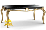 新古典餐桌 后现代实木家具雕刻长形桌子 欧式金箔餐桌 黑亮光面
