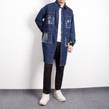 韩版日系春季新品立领休闲男士青年中长款机车牛仔潮流夹克外套