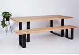 2016新款北欧简约实木餐桌工业金属书桌办公桌会议桌咖啡厅桌椅