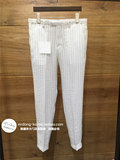 高档正品韩国男装代购 16夏季薄款男士修身小脚休闲裤竖条纹透气