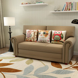 美式乡村实木布艺沙发1.8米1.5米皮艺小户型双人多功能折叠沙发床