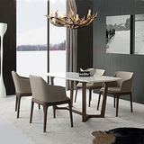 北欧大理石实木餐桌 创意小户型宜家6人方桌大师设计休闲桌子组合