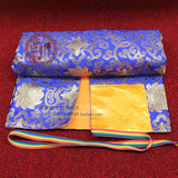 藏传佛教佛堂用品 高级双层包经布 经书布 富贵花 质量好 蓝色