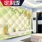 温馨3D壁纸软包黄玫瑰淡雅花卉系列墙纸壁画卧室背景简约环保防水