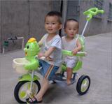 骑奇乐8207 手推车 双人座 双胞胎车 双座位 防震儿童脚踏三轮车