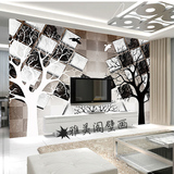 壁画无纺布3d立体现代简约 黑白枯树电视背景墙客厅沙发影视墙纸