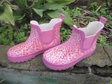 儿童雨鞋低帮雨靴女童 可爱粉色豹纹防滑雨鞋宝宝小孩防水鞋