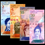 【美洲】全新UNC 委内瑞拉纸币1套4枚(2-20玻利瓦尔) 精美QT107