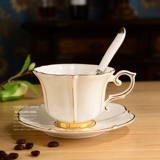高档描金骨瓷咖啡杯欧式茶具陶瓷下午茶具红茶杯情侣杯配碟勺包邮