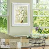 白色花卉客厅装饰画玄关画挂画现代简约画卧室单幅走廊楼梯有框画
