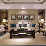 现代简约客厅装饰画沙发背景画立体无框四联树脂浮雕壁画喜结金兰