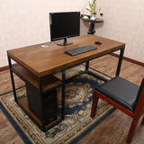美式铁艺实木电脑桌办公桌现代简约台式电脑桌书桌房间写字台宜家