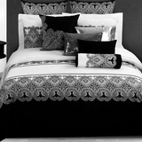 家纺黑白简约现代纯棉全棉斜纹活性印花床单式床上用品四件套1.8
