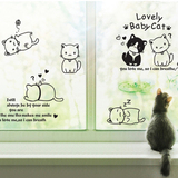 可爱小猫咪装饰贴纸可移除卧室客厅宝宝房橱窗玻璃楼梯布置墙贴纸