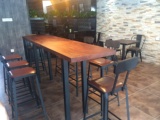 星巴克桌椅休闲高脚桌子铁艺酒吧桌靠墙吧台家用实木长桌椅子组合